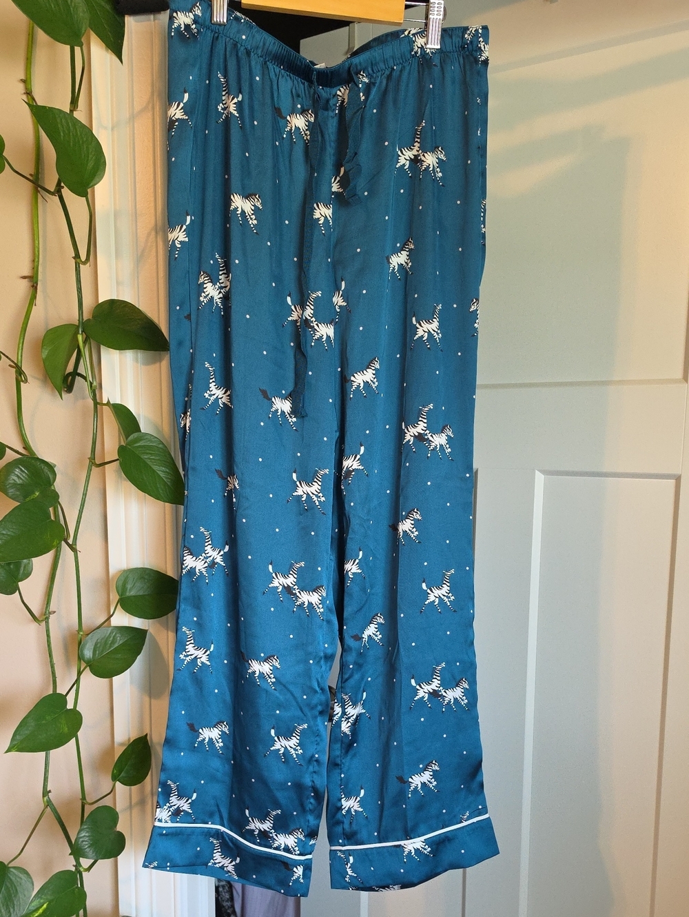 LOFT Teal Blue Pajama Pants with Zebras